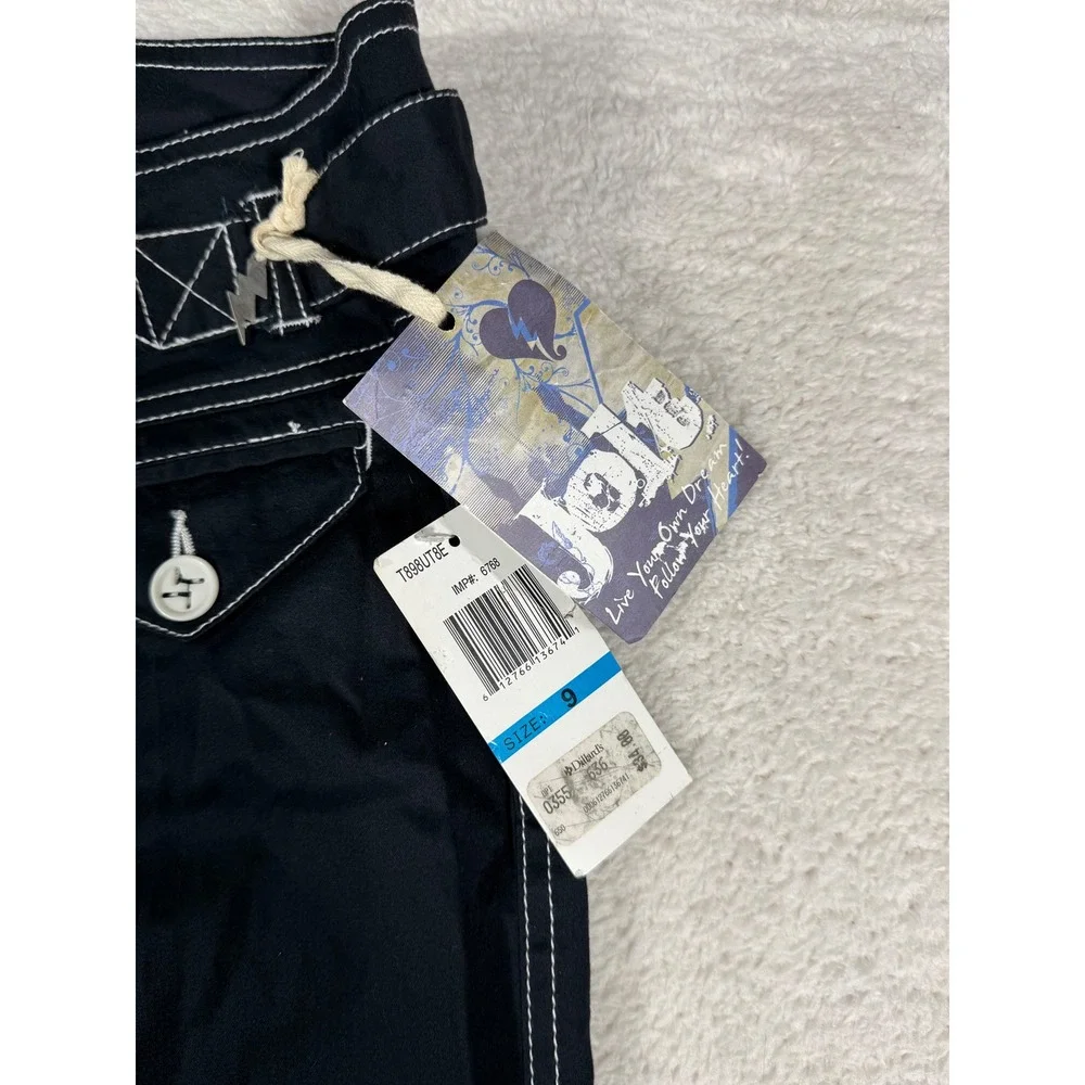 Jolt Capri Pants Women 9 Black NEW Contrast Stitch‎ Y2K Mall Goth Cropped gaucho